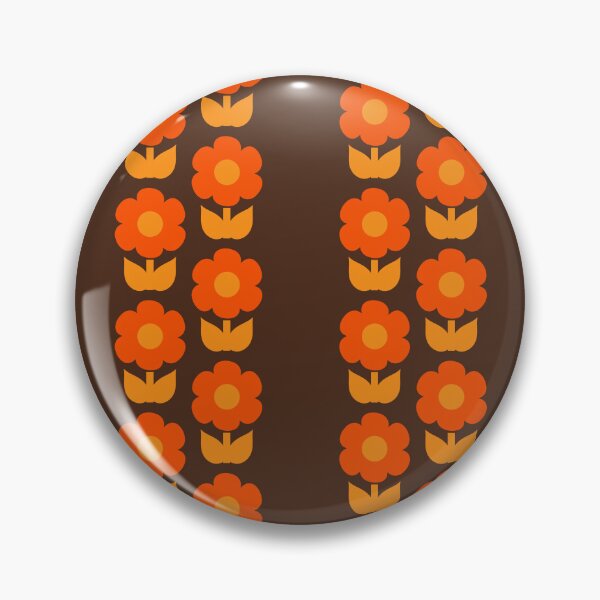 Item preview, Retro 70s Floral Stripes Jonnty Flower Vertical Pattern in 1970s Orange and Brown designed and sold by kierkegaard.