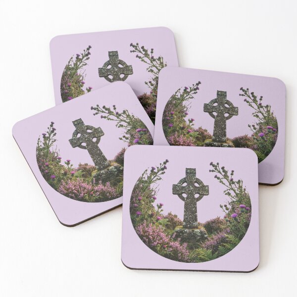 Item preview, Ancient Celtic Cross surrounded by Heather, Thistle and Ferns designed and sold by Wanda Case.