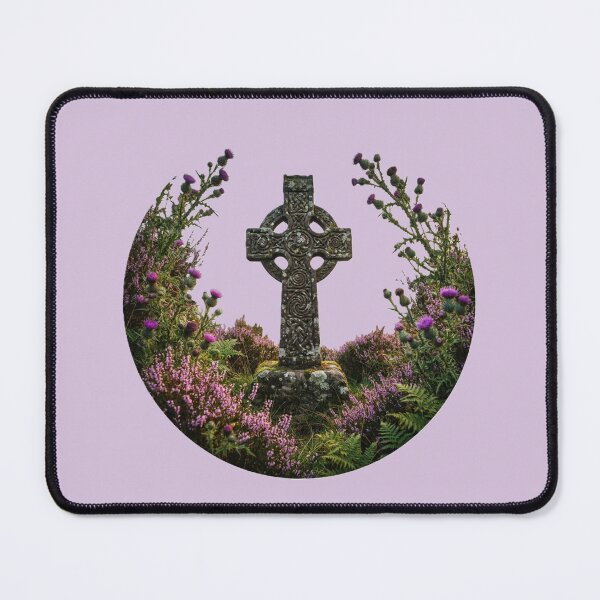 Item preview, Ancient Celtic Cross surrounded by Heather, Thistle and Ferns designed and sold by Wanda Case.