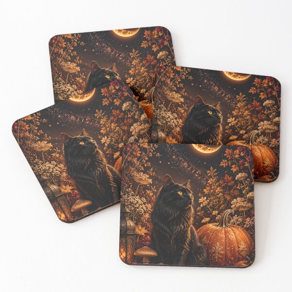 Item preview, Black Cat Under the Autumn Moon designed and sold by Gold&pixels.