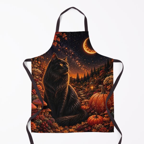 Aperçu de l'œuvre Black Cat Under the Autumn Moon créée et vendue par Gold&pixels.