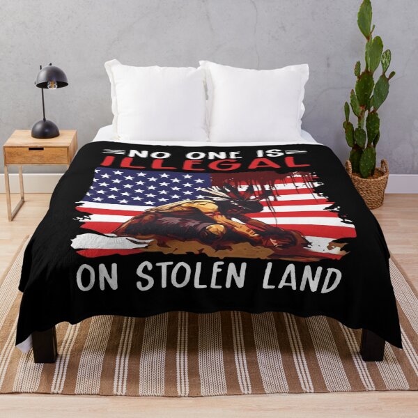 Item preview, No One Is Illegal On Stolen Land Native American Flag designed and sold by aleggsaurus.