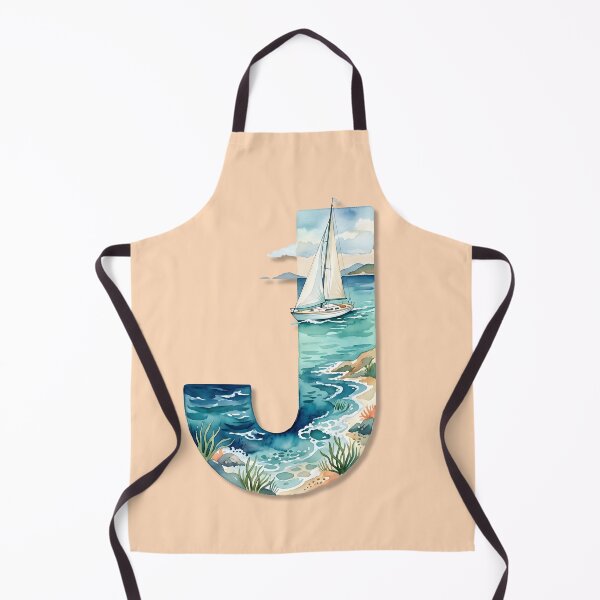 Item preview, Coastal Initial J Sailboat Ocean Monogram Nautical Beach Personalized Design designed and sold by Sea Gem.