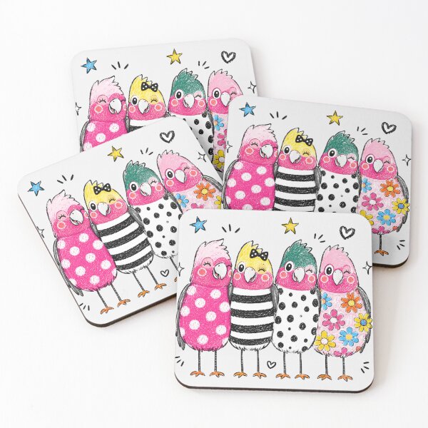 Item preview, Galah Squad Cute Pink Cockatoo Friends Colorful Polka Dot designed and sold by Yellowriversss.