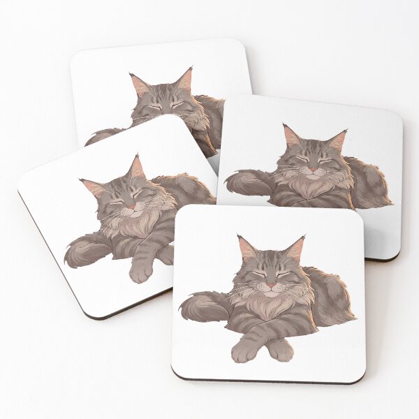 Item preview, Maine Coon Resting Peacefully – Cozy Cat Illustration designed and sold by Quiet Joy Studio.