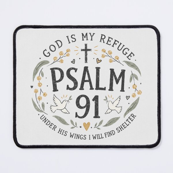 Item preview, Psalm 91 God Is My Refuge Under His Wings I Will Find Shelter Australian Wattle Christian designed and sold by Yellowriversss.