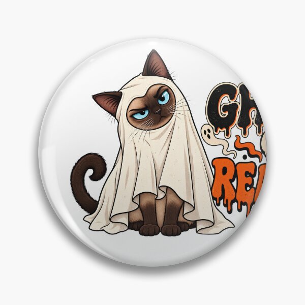 Item preview, Ghoul Of Really Skeptical Siamese Cat Halloween Dripping Text designed and sold by Retro Whiskers.