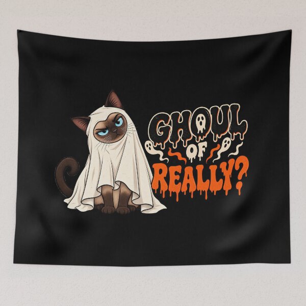 Item preview, Ghoul Of Really Skeptical Siamese Cat Halloween Dripping Text designed and sold by Retro Whiskers.