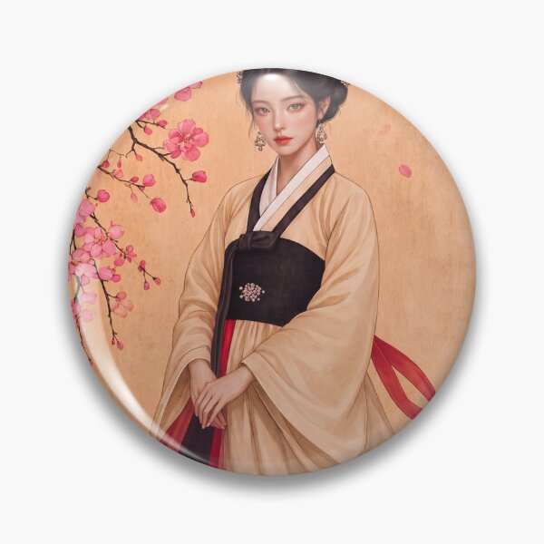 Item preview, Elegant Korean Hanbok Woman with Plum Blossoms designed and sold by Anicue.