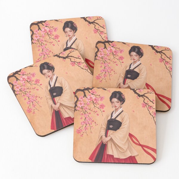 Item preview, Elegant Korean Hanbok Woman with Plum Blossoms designed and sold by Anicue.