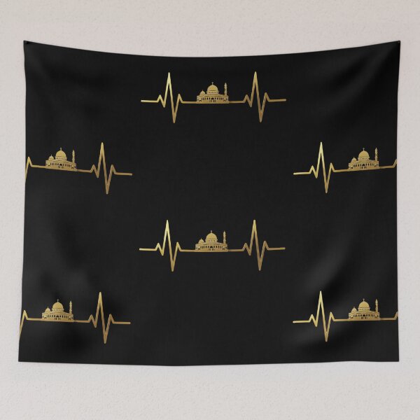 Item preview, Al-Quds Dome of the Rock Heartbeat - Islamic Palestine EKG Pulse Gold Design designed and sold by D-Islamic.