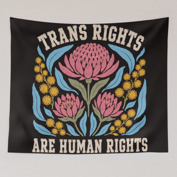 Item preview, Trans Rights Are Human Rights Australian Waratah And Wattle Floral Activism designed and sold by Yellowriversss.