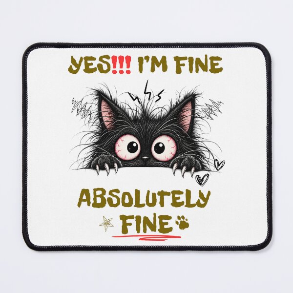 Item preview, I'm fine, Absolutely Fine Funny Sarcastic Black Cat designed and sold by MadeByMira.