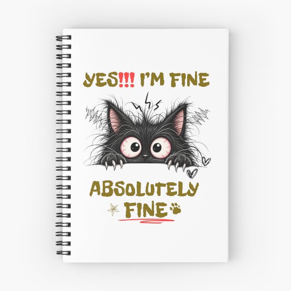 Item preview, I'm fine, Absolutely Fine Funny Sarcastic Black Cat designed and sold by MadeByMira.