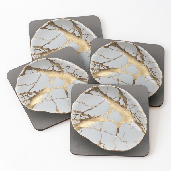 Item preview, Kintsugi Pottery Art - Wabi-Sabi Japanese Gold Repair Print designed and sold by Purrfecta.