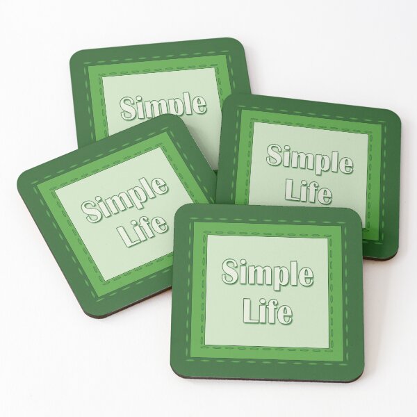 Item preview, The inscription "Simple life" in simulated textile frames of green color shades designed and sold by Cherevan.