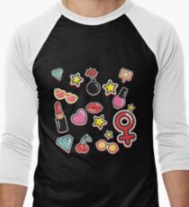 Süße Make-up Trendy Illustration Baseballshirt für Männer