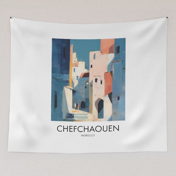 Item preview, Chefchaouen Blue City, Colorful Pastel Decor designed and sold by MarkedArtPrints.