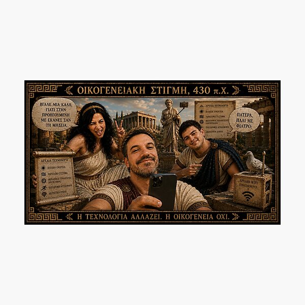 Item preview, Ancient Greek Family Selfie – 430 BC designed and sold by Ancient-Era.
