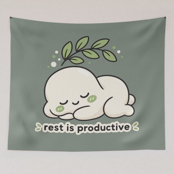 Item preview, Rest Is Productive Cute Self Care Blob Quote designed and sold by QCena.