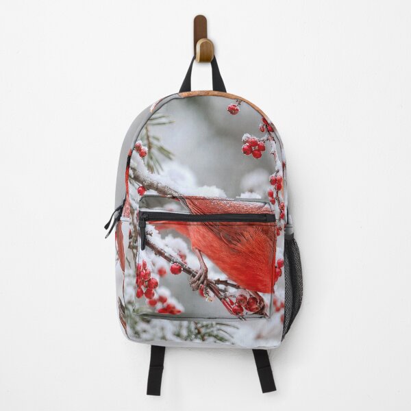 Item preview, Cardinal Sharing a Red Winter Berry designed and sold by Maria Dryfhout.