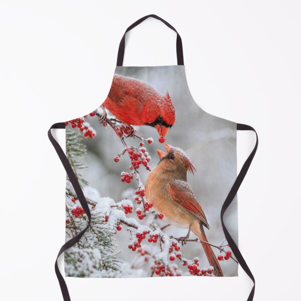 Item preview, Cardinal Sharing a Red Winter Berry designed and sold by Maria Dryfhout.