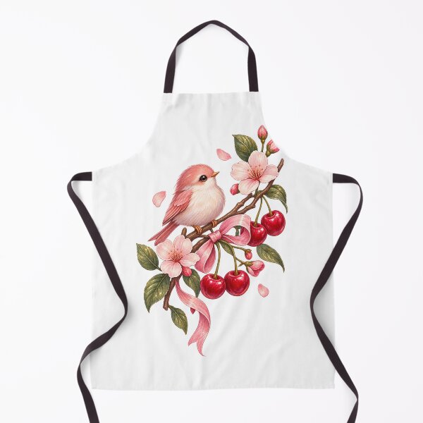 Item preview, Tiny Bird & Cherries – Cute Cottagecore Nature Art designed and sold by GraphiteRealm.