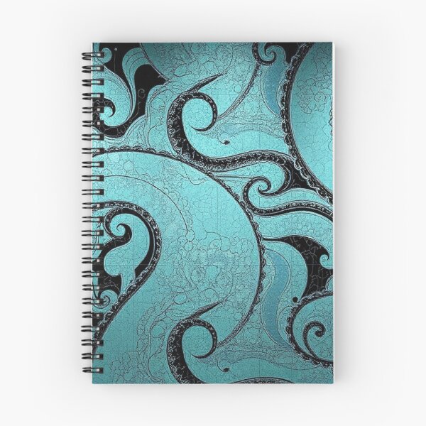 Item preview, Teal Black Swirling Wave Pattern designed and sold by IntelliMindDesigns.