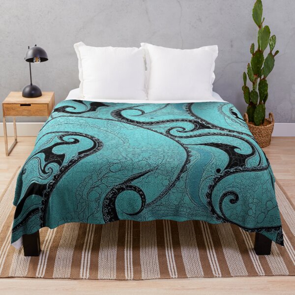 Item preview, Teal Black Swirling Wave Pattern designed and sold by IntelliMindDesigns.