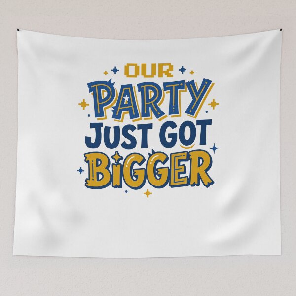 Item preview, Our Party Just Got Bigger Gamer Baby Pregnancy Announcement Typography Aesthetic designed and sold by Animer-art1.