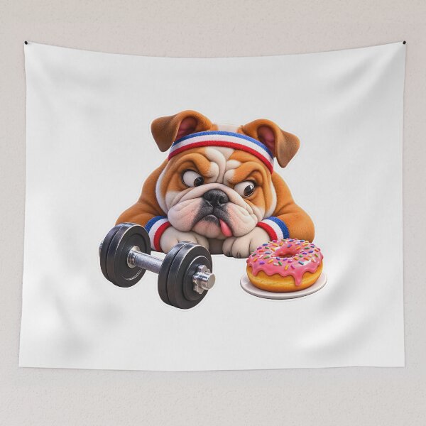 Item preview, Funny Bulldog Workout Donut Temptation designed and sold by WeirdStation.