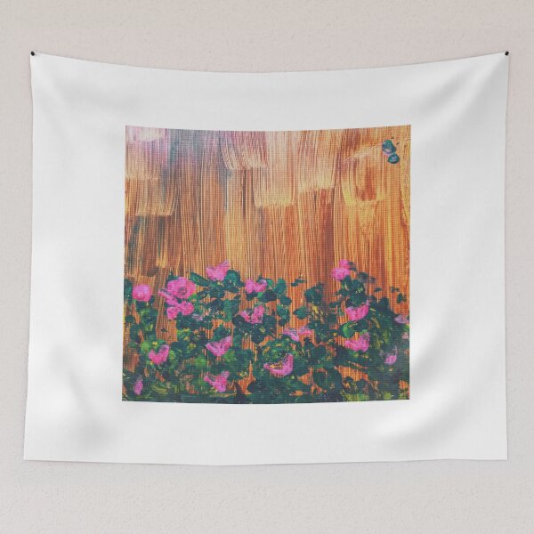 Item preview, Impasto Pink Wildflowers on Wooden Grain Canvas designed and sold by TerrellynKinneu.