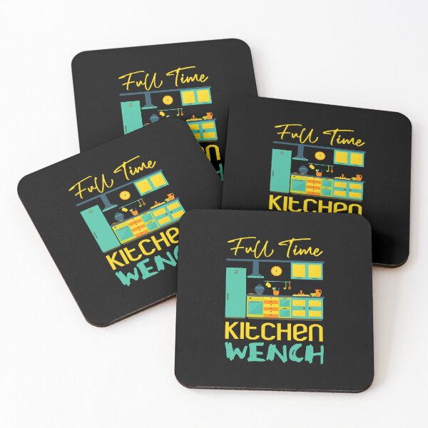 Item preview, Full Time Kitchen Wench (Yellow on Black) designed and sold by PawsitiveMum3.