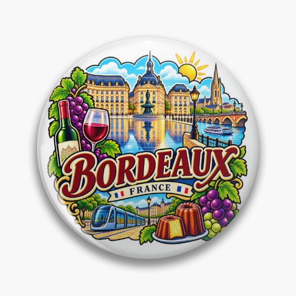 Aperçu de l'œuvre Bordeaux France – Vin, Garonne et art de voyage coloré créée et vendue par ChicClicker.