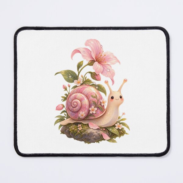 Item preview, Tiny Garden Snail – Whimsical Floral Cottagecore Art designed and sold by GraphiteRealm.