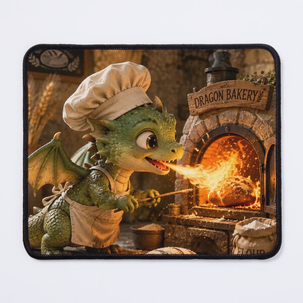 Item preview, Baby Dragon Baking Bread designed and sold by ArcaneVisionArt.