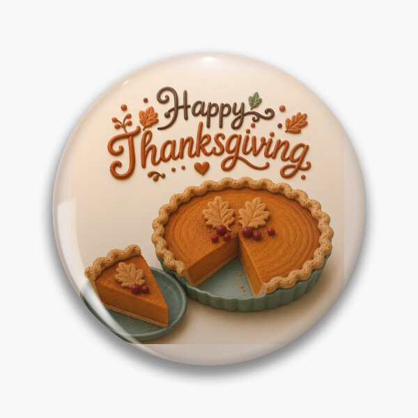 Item preview, Happy Thanksgiving Pumpkin Pie with Cranberries and Autumn Leaves designed and sold by DoveArtDesigns.