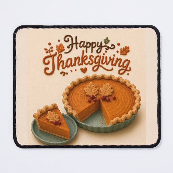 Item preview, Happy Thanksgiving Pumpkin Pie with Cranberries and Autumn Leaves designed and sold by DoveArtDesigns.