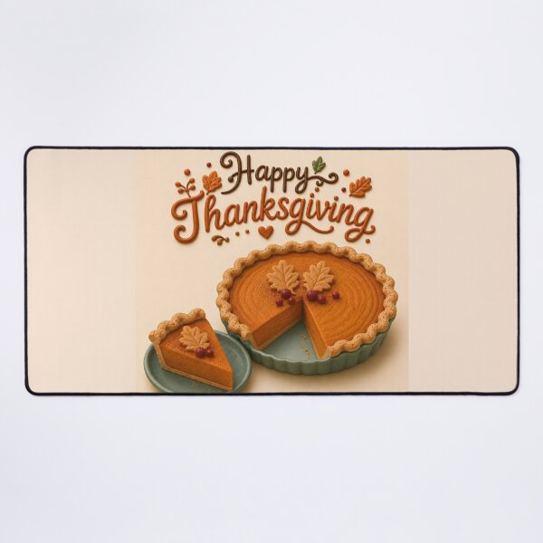 Item preview, Happy Thanksgiving Pumpkin Pie with Cranberries and Autumn Leaves designed and sold by DoveArtDesigns.