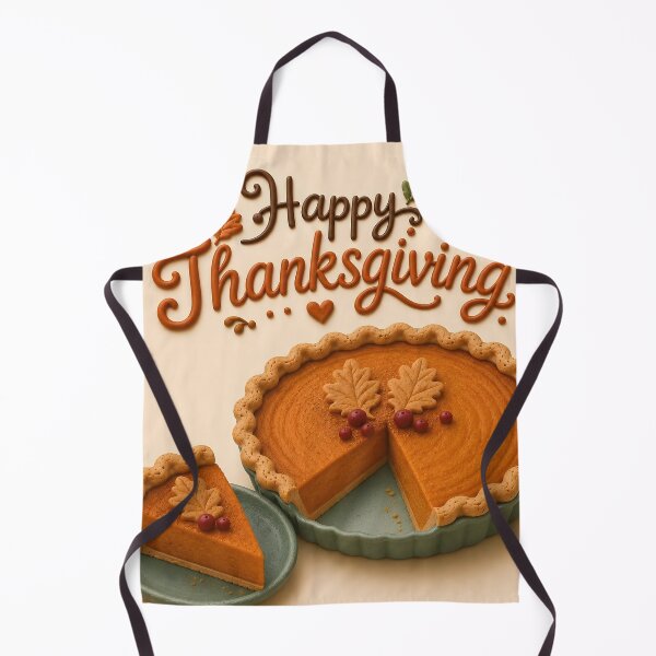 Item preview, Happy Thanksgiving Pumpkin Pie with Cranberries and Autumn Leaves designed and sold by DoveArtDesigns.