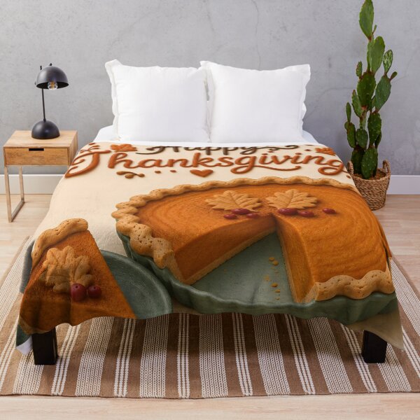 Item preview, Happy Thanksgiving Pumpkin Pie with Cranberries and Autumn Leaves designed and sold by DoveArtDesigns.