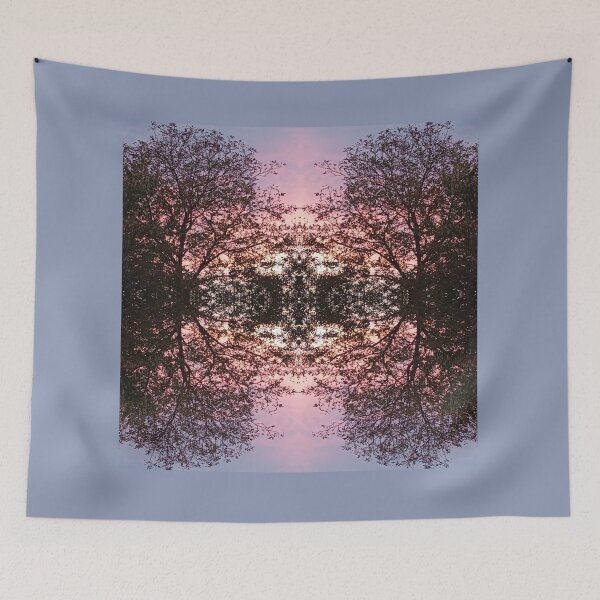 Item preview, Tree with a pink and purple colored sky, mirror photo designed and sold by lyloubeaupere.