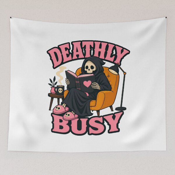 Item preview, Deathly Busy Grim Reaper Cozy Goth Reader designed and sold by chattsuede.