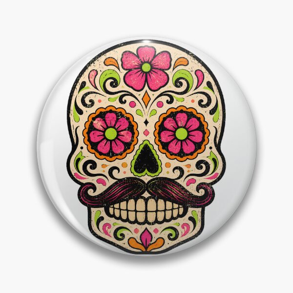 Item preview, Mustache Sugar Skull Calavera Mexican Folk Culture designed and sold by chattsuede.