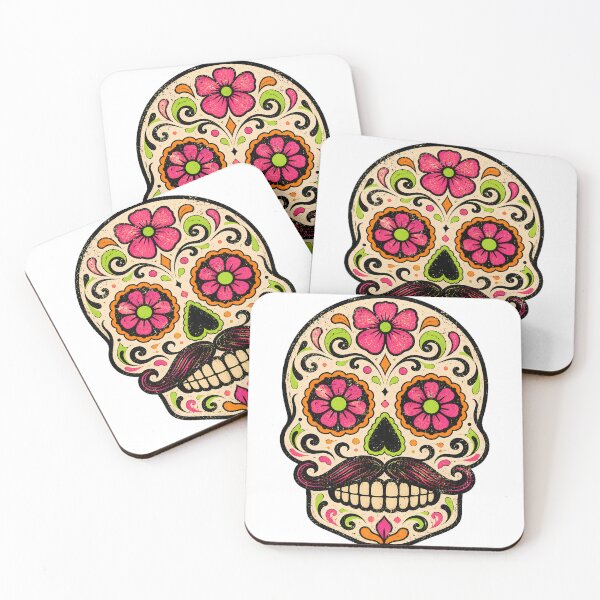 Item preview, Mustache Sugar Skull Calavera Mexican Folk Culture designed and sold by chattsuede.