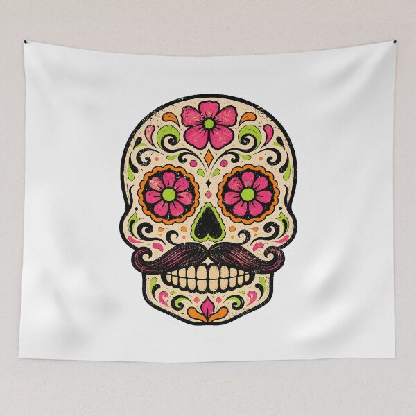 Item preview, Mustache Sugar Skull Calavera Mexican Folk Culture designed and sold by chattsuede.