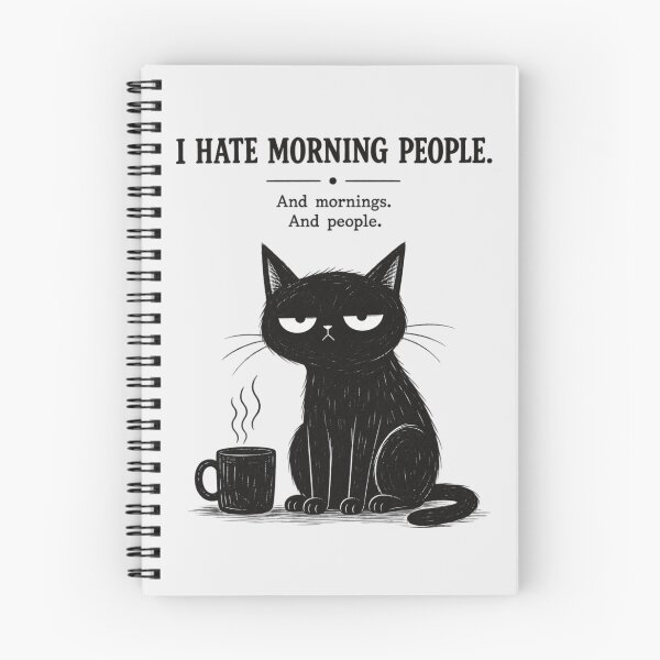 Item preview, Black cat coffee poster, I Hate Morning People  designed and sold by MaggesticDesigns.