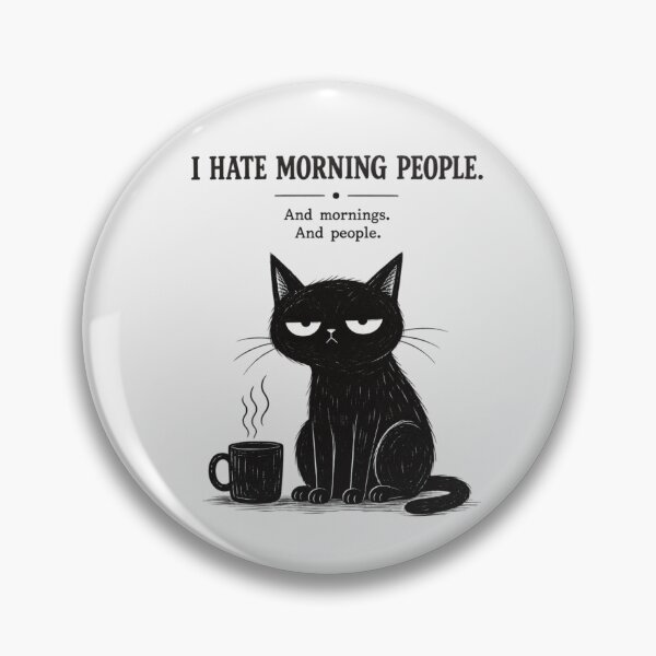 Item preview, Black cat coffee poster, I Hate Morning People  designed and sold by MaggesticDesigns.