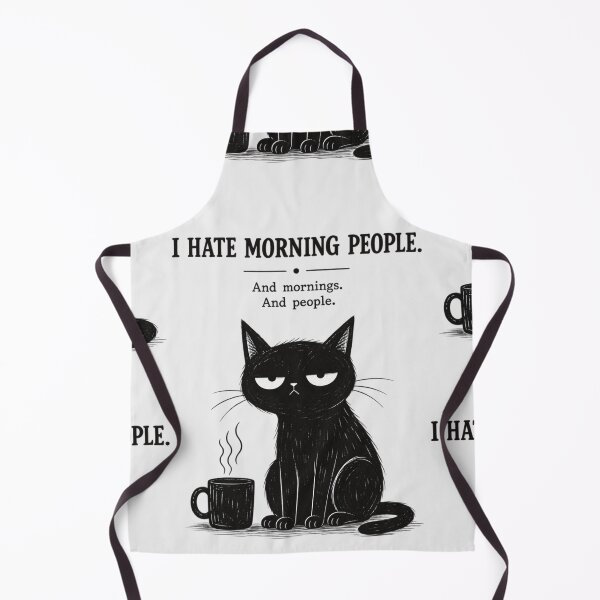 Item preview, Black cat coffee poster, I Hate Morning People  designed and sold by MaggesticDesigns.