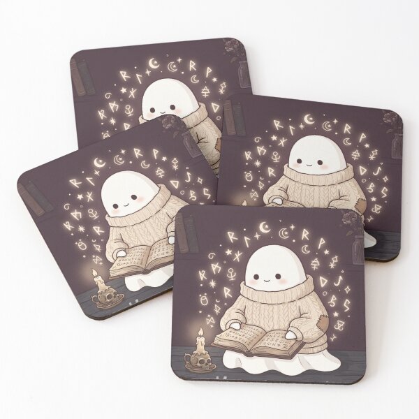 Item preview, Hocus Pocus Cozy Ghost Reading Magic Book Halloween Art designed and sold by NikBrin Prevail .